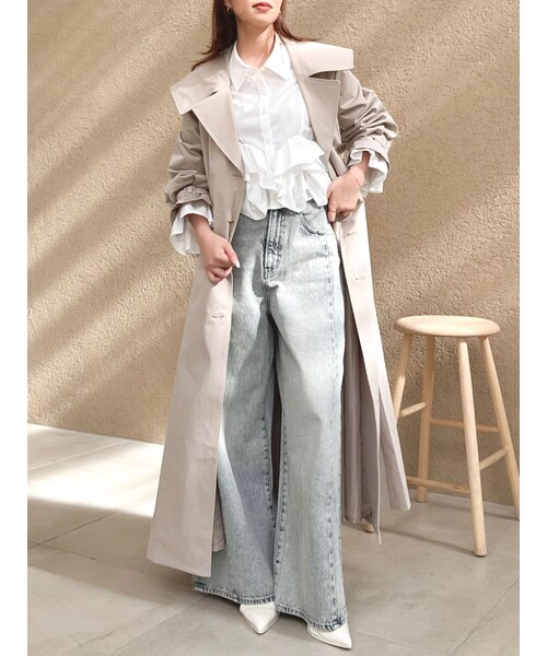 dazzlin（ダズリン）の「ビッグカラーフリルスリーブトレンチコート（トレンチコート・レディース・ピンク/ネイビー/ベージュ・F）」の15枚目の写真