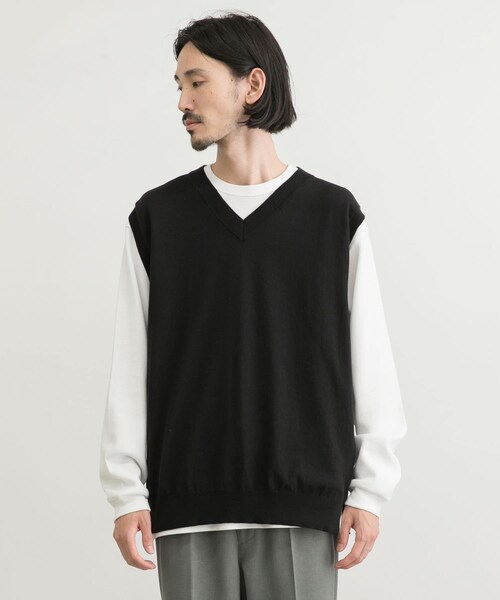 URBAN RESEARCH（アーバンリサーチ）の「ハイゲージVネックベスト（ベスト・メンズ・OFF/BLACK/S/GREEN・M/L）」の13枚目の写真