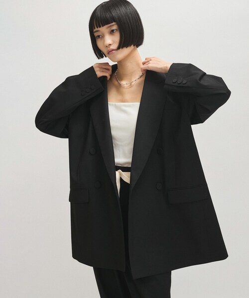 ADAM ET ROPE'（アダムエロペ）の「【サステナブル】・【オケージョン】ダブルブレストジャケット（テーラードジャケット・レディース・ブラック/グレー/オフホワイト・36/38）」の18枚目の写真