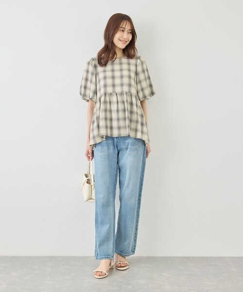 ROPE' PICNIC(ロペピクニック)の「【ベストヒット】細見えバルーンペプラムブラウス(シャツ/ブラウス・レディース・ブラック/キナリ/キナリ系/サックス/ダークブラウン・F)」の18枚目の写真