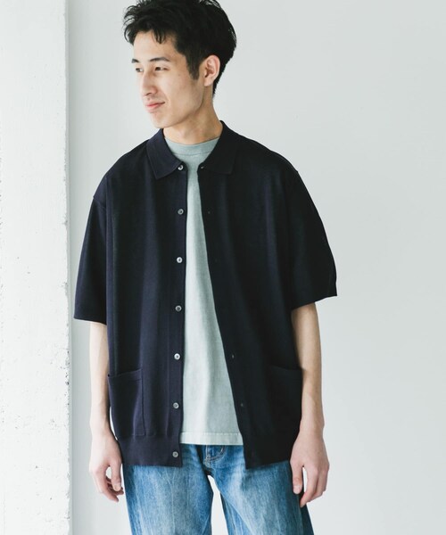 URBAN RESEARCH DOORS(アーバンリサーチドアーズ)の「リネンライクショートスリーブシャツカーディガン(カーディガン/ボレロ・メンズ・BLACK/GRAY/NAVY・M/L)」の4枚目の写真
