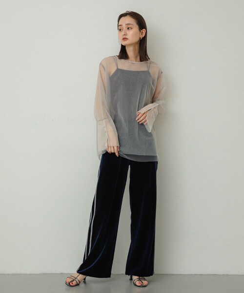 SENSE OF PLACE by URBAN RESEARCH(センスオブプレイスバイアーバンリサーチ)の「シアーチュールトップ(Tシャツ/カットソー・レディース・IVO×GRY/BEG×IVO/C.GRY×GRY/BLK×C.GRY・one)」の17枚目の写真