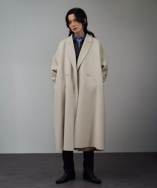 ADAM ET ROPE'(アダムエロペ)の「シャルムリバーロングコート(その他アウター・レディース・チャコール/オフホワイト/ベージュ系・M/S)」の7枚目の写真