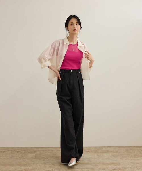 ROPE'（ロペ）の「シアーリブニット/洗える（ニット/セーター・レディース・ブラック/ホワイト/ピンク・F）」の12枚目の写真