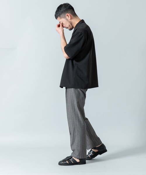 URBAN RESEARCH ROSSO（アーバンリサーチロッソ）の「『WEB限定』『セットアップ対応/XLサイズあり』リネンライクオープンカラー半袖オーバーシャツ（シャツ/ブラウス・メンズ・BLACK/LIGHT GRAY/NAVY・M/L/XL）」の18枚目の写真