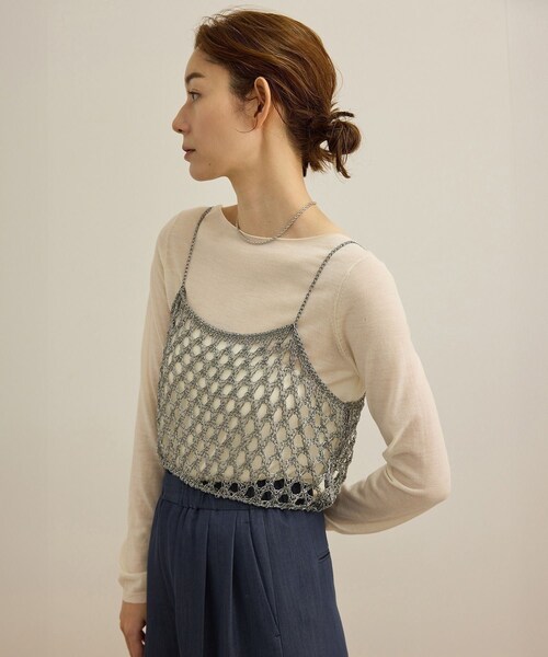 ROPE'（ロペ）の「ラメコードメッシュキャミソール/洗える（キャミソール・レディース・ゴールド/シルバー・F）」の2枚目の写真