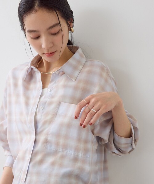 VIS(ビス)の「オンブレチェック オーバーシャツ(シャツ/ブラウス・レディース・ブラック系/ブラウン系/サックス・F)」の14枚目の写真