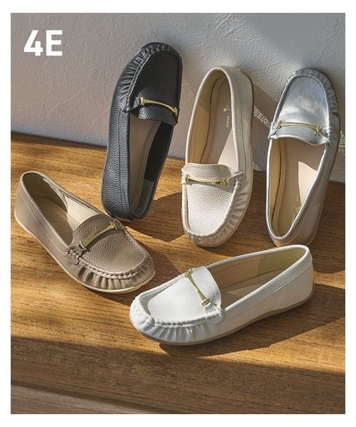 nissen（ニッセン）の「【ゆったり幅広】ビット付モカシン（低反発中敷）（ワイズ４Ｅ）（ローファー・メンズ・黒/グレージュ/シャンパンベージュ/ネイビー/ホワイト/マスタード/シルバー・M=23.0~23.5cm/4E/L=24.0~24.5cm/4E/LL=25.0~25.5cm/4E/3L=26.0~26.5cm/4E）」の7枚目の写真