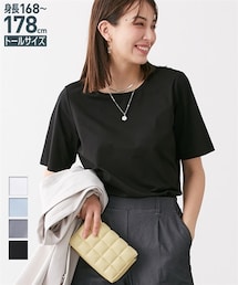 nissen | 高身長 綿混ONにもOFFにも使えるキレイ見えTシャツ (トールサイズ)(Tシャツ/カットソー)