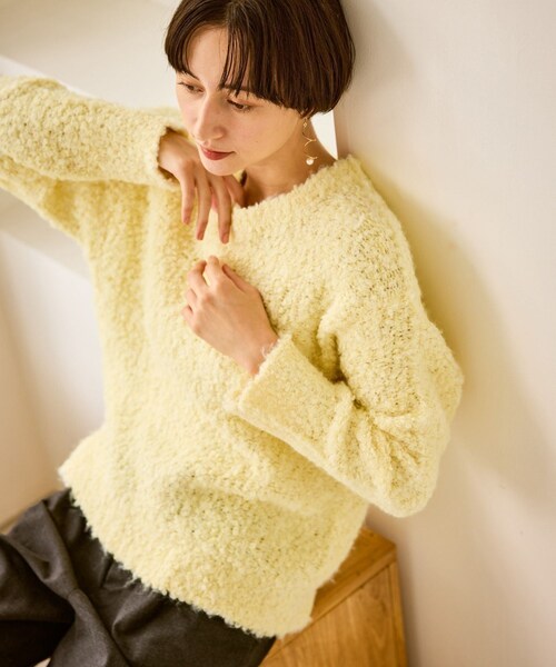 ROPE' PICNIC(ロペピクニック)の「ブークレカラーニット(ニット/セーター・レディース・ライトグレー/ホワイト/ライトグリーン/イエロー・F)」の4枚目の写真
