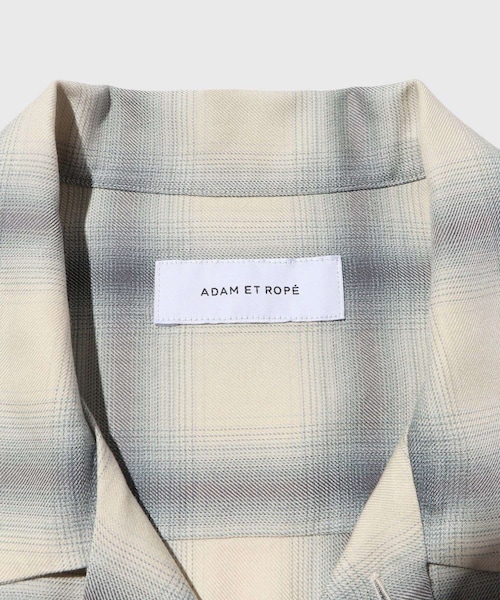 ADAM ET ROPE'（アダムエロペ）の「レーヨンオンブレチェックハーフスリーブオープンカラーシャツ（シャツ/ブラウス・メンズ・ブラック系/オフホワイト・L/M）」の14枚目の写真