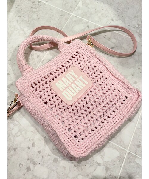 MERCURYDUO（マーキュリーデュオ）の「【MARY QUANTコラボ】クロシェ風ロゴバッグ（ショルダーバッグ・レディース・オフホワイト/ブラック/ピンク/グリーン/ブルー・F）」の5枚目の写真