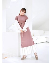 dazzlin | 【Lunangelina byちぃぽぽ×dazzlin】2WAYシャツニットワンピース(ワンピース)