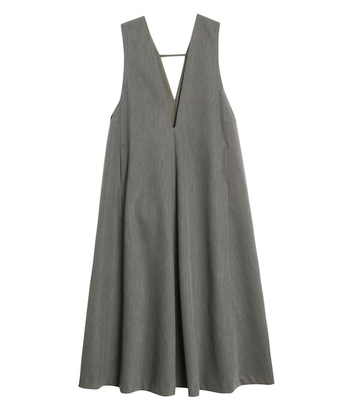 ELENDEEK（エレンディーク）の「DEEP V NECK A-LINE OP（ジャンパースカート・レディース・グレー/ブラック/ベージュ・01/02）」の3枚目の写真