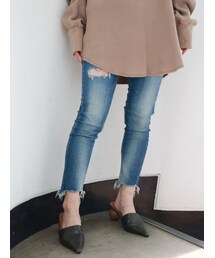 Ungrid | クラッシュフレイドヘムストスリ(デニムパンツ)