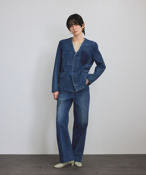 ADAM ET ROPE'（アダムエロペ）の「【TANAKA（タナカ）】NO COLLOR JEAN JACKET/デニムジャケット（デニムジャケット・レディース・ブルー系・S）」の9枚目の写真
