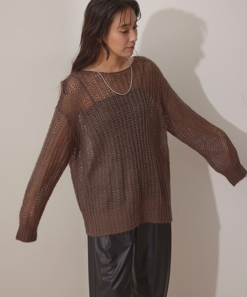 NERGY（ナージー）の「シアーモヘアニット2WAYカーディガン（カーディガン/ボレロ・レディース・ライトグレー/ダークブラウン/オレンジ・F）」の22枚目の写真