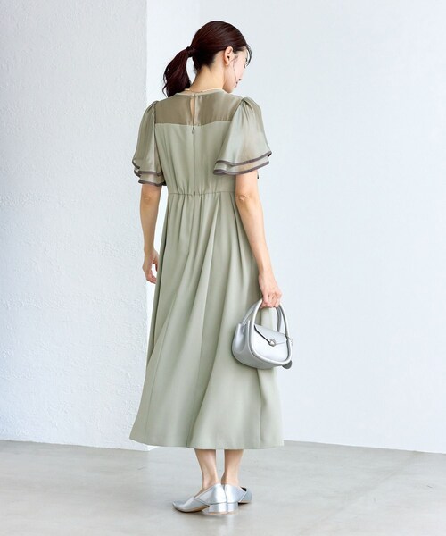 ROPE' PICNIC(ロペピクニック)の「【Mon E’toile/モンエトワール】フレア袖ビスチェデザインワンピース(ドレス・レディース・ブラック/グリーン/サックス・M/S)」の13枚目の写真