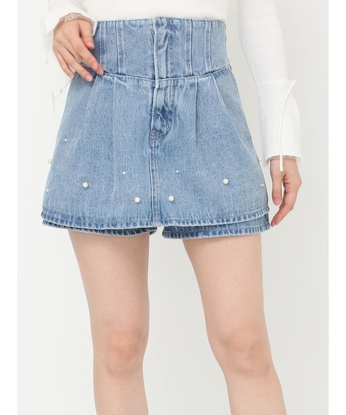 dazzlin（ダズリン）の「パールハイウエストデニムスカパン（デニムパンツ・レディース・ブルー/インディゴ・S/M）」の7枚目の写真