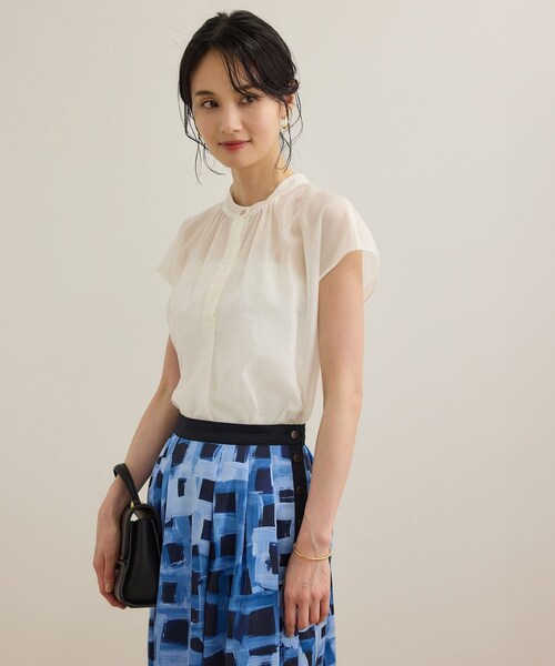 ROPE'（ロペ）の「【洗える】キュプラシルク フレンチスリーブブラウス（シャツ/ブラウス・レディース・ホワイト/ベージュ/ネイビー/ピンク系・F）」の22枚目の写真