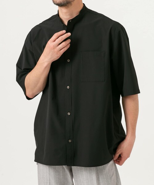 URBAN RESEARCH ROSSO（アーバンリサーチロッソ）の「『XLサイズあり』マイクロサッカーバンドカラー半袖シャツ（シャツ/ブラウス・メンズ・BLACK/NAVY/CHARCOAL/DARK BROWN・S/M/L/XL）」の12枚目の写真