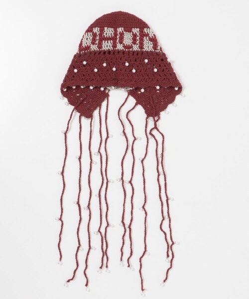 THE GOODLAND MARKET（ザグッドランドマーケット）の「old honey　58℃ KNIT CAP（ニットキャップ/ビーニー・レディース・BLACK/RED・Free）」の11枚目の写真