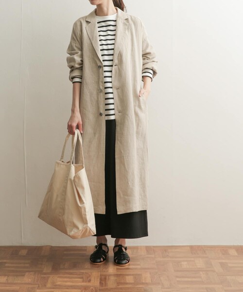 URBAN RESEARCH DOORS(アーバンリサーチドアーズ)の「リネンワイドチェスターコート(チェスターコート・レディース・NATURAL/BLUE・1)」の11枚目の写真