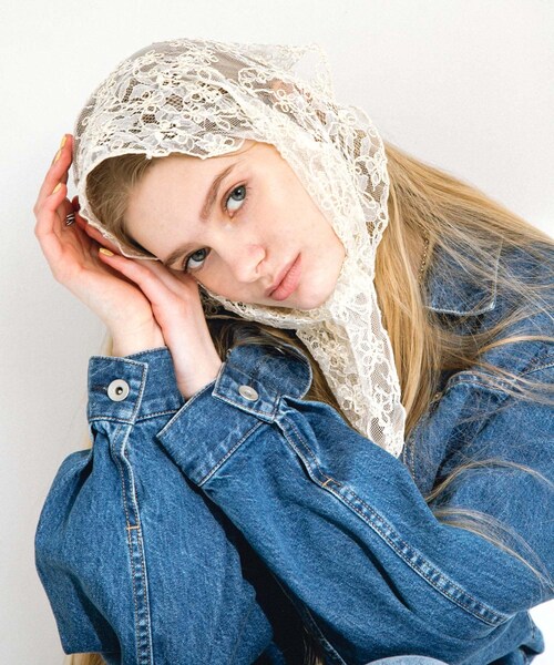 URBAN RESEARCH Sonny Label（アーバンリサーチサニーレーベル）の「チュールエンブロイダリーストール（ストール/ショール・レディース・オフ/ブラック・one）」の4枚目の写真