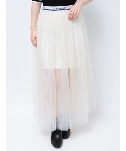 CALNAMUR（カルナムール）の「JUST DO SWEAT TULLE SK/JUST DOスウェットチュールスカート（スカート・レディース・ライトミックス/ブラック/ミックス/ホワイト・F）」の3枚目の写真