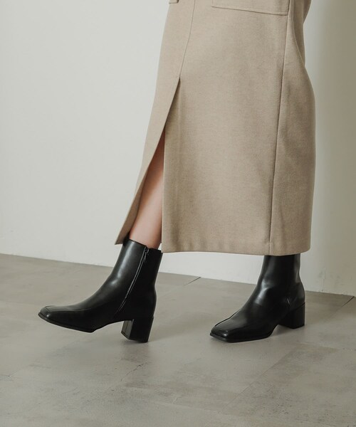 SENSE OF PLACE by URBAN RESEARCH（センスオブプレイスバイアーバンリサーチ）の「ワイドスクエアショートブーツ（ブーツ・レディース・BLACK/IVORY/BEIGE・S/M/L）」の18枚目の写真