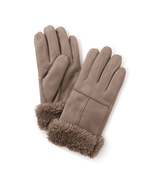 VIS（ビス）の「スマホタッチ刺繍付きムートングローブ（手袋・レディース・ブラック/グレー/ベージュ・F）」の3枚目の写真