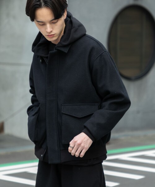 SENSE OF PLACE by URBAN RESEARCH（センスオブプレイスバイアーバンリサーチ）の「『UR TECH』カットメルトンブルゾン（ブルゾン・メンズ・BLACK/BROWN/KHAKI・M/L）」の6枚目の写真