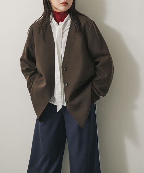 SENSE OF PLACE by URBAN RESEARCH（センスオブプレイスバイアーバンリサーチ）の「2WAYルーズジャケット（テーラードジャケット・レディース・BLACK/CHARCOAL/BROWN・one）」の4枚目の写真