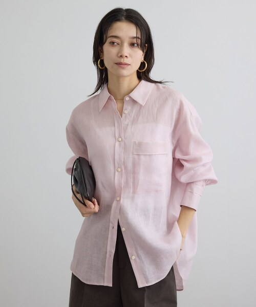 ADAM ET ROPE'(アダムエロペ)の「リネンオーバーシャツ / GENTLE LINEN(シャツ/ブラウス・レディース・ブラック/グレー/ピンク・F)」の3枚目の写真