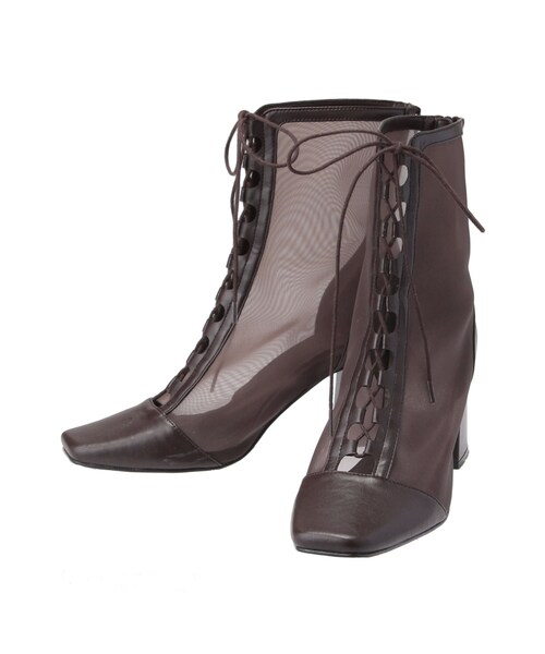 MERCURYDUO（マーキュリーデュオ）の「レースアップメッシュブーツ（ブーツ・レディース・アイボリー/ブラック/ブラウン・36/38）」の13枚目の写真