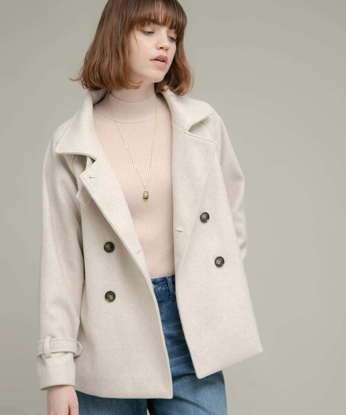 URBAN RESEARCH Sonny Label（アーバンリサーチサニーレーベル）の「メルトンジャージースタンドカラーコート（テーラードジャケット・レディース・チャコール/グレー/ベージュ・FREE）」の3枚目の写真