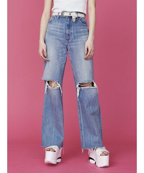 EVRIS（エヴリス）の「ダメージワイドデニムパンツ（デニムパンツ・レディース・ブラック/ブルー/ブラウン・S/M）」の20枚目の写真