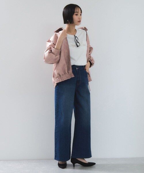 VIS（ビス）の「合皮＆スエードライクジップアップブルゾン（ブルゾン・レディース・ダークブラウン/ダークブラウン系/ピンク系・F）」の10枚目の写真