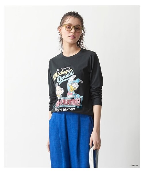 nissen（ニッセン）の「大きいサイズ長袖プリントTシャツ／ディズニー（Tシャツ/カットソー・レディース・カーキ(プー)/グレイッシュミント(ミッキー)/黒(ミッキー&ドナルド)/ローズ(おしゃれキャット)/オフホワイト(ベイマックス)・L~LL相当/3L~4L相当/5L~6L相当/8L相当/10L相当）」の6枚目の写真