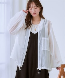 nissen | ダブルポケットボリューム袖シアーブルゾン(ジャケット/アウター)