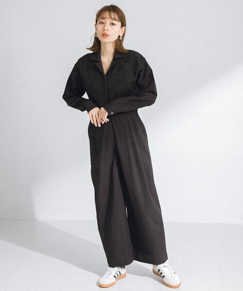 URBAN RESEARCH Sonny Label（アーバンリサーチサニーレーベル）の「エンブロイダリーオールインワン（サロペット/オーバーオール・レディース・ブラック/ベージュ・36/38）」の9枚目の写真