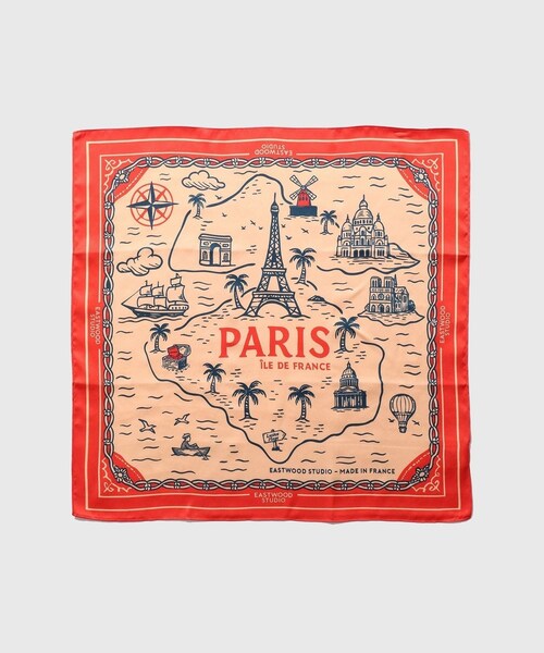 ADAM ET ROPE'(アダムエロペ)の「【EAST WOOD STUDIO/イーストウッド・スタジオ】PARIS LE TRESOR SCARF(バンダナ/スカーフ・メンズ・オレンジ・F)」の2枚目の写真