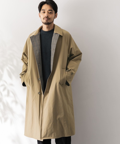 URBAN RESEARCH Sonny Label（アーバンリサーチサニーレーベル）の「チェックリバーシブルオーバーコート（ステンカラーコート・メンズ・ベージュ/ネイビー・M/L）」の18枚目の写真