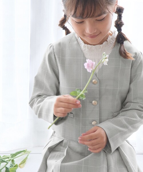 ROPE' PICNIC（ロペピクニック）の「【KIDS】セレモニーにも・セットアップ対応/ノーカラージャケット（ノーカラージャケット・キッズ・ライトグレー/ネイビー・140）」の7枚目の写真