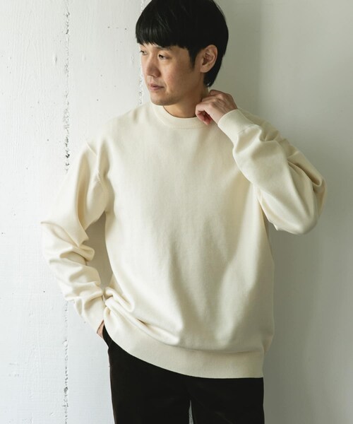 URBAN RESEARCH DOORS（アーバンリサーチドアーズ）の「『仁村紗和さん着用』『UR TECH 200日ニット』クルーネック（ニット/セーター・メンズ・OFF/CHARCOAL/OFF×BLACK/CHA×YEL.K/BROWN・M/L/XL）」の18枚目の写真