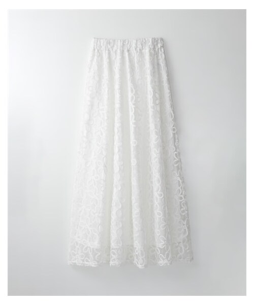 nissen（ニッセン）の「【Be praised】チュールコード刺しゅうスカート（スカート・レディース・オフホワイト/黒・F）」の6枚目の写真