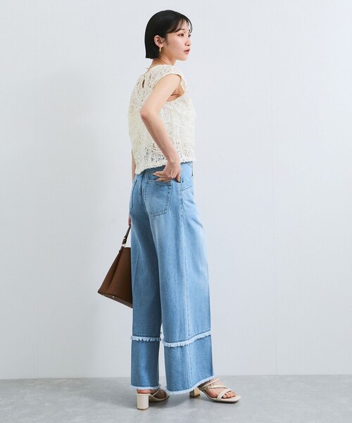 VIS（ビス）の「フリンジフレアデニム（デニムパンツ・レディース・ブルー系/サックス・M/S）」の7枚目の写真