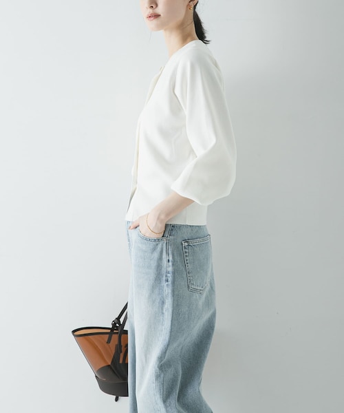 URBAN RESEARCH(アーバンリサーチ)の「コクーンスリーブカーディガン(カーディガン/ボレロ・レディース・OFF WHITE/NAVY・Free)」の7枚目の写真