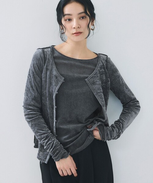 VIS(ビス)の「シアーベロアロングスリーブTシャツ(Tシャツ/カットソー・レディース・グレー/オフホワイト/ダークブラウン/ピンク・F)」の20枚目の写真