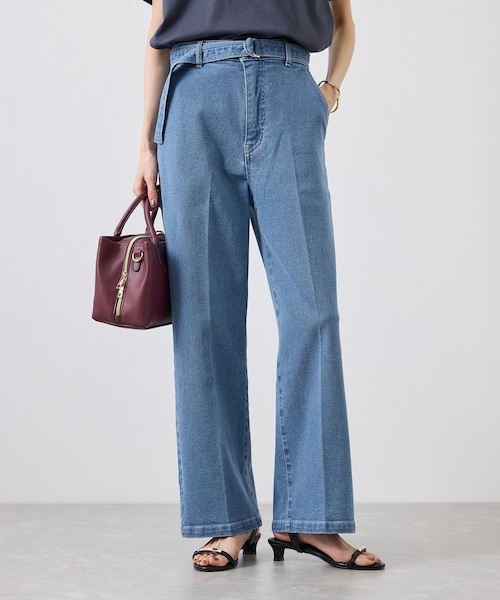 ROPE' PICNIC(ロペピクニック)の「ベルト付ストレートワイドデニムパンツ(デニムパンツ・レディース・ネイビー/ブルー・L/M/S/XL/XS)」の7枚目の写真
